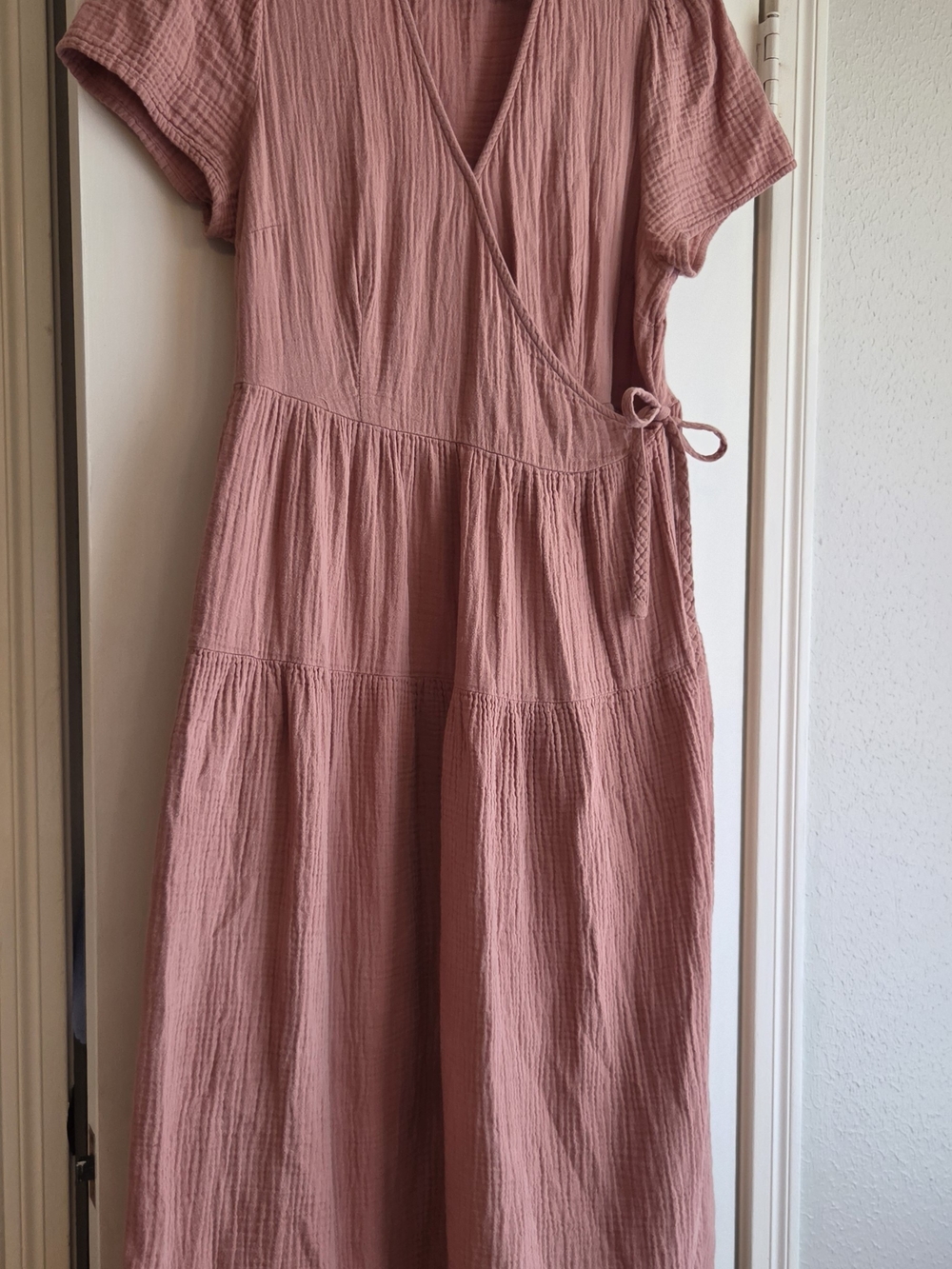 Universal Thread Dusty Rose Wrap Tiered Midi Dress - Picture 8 of 8